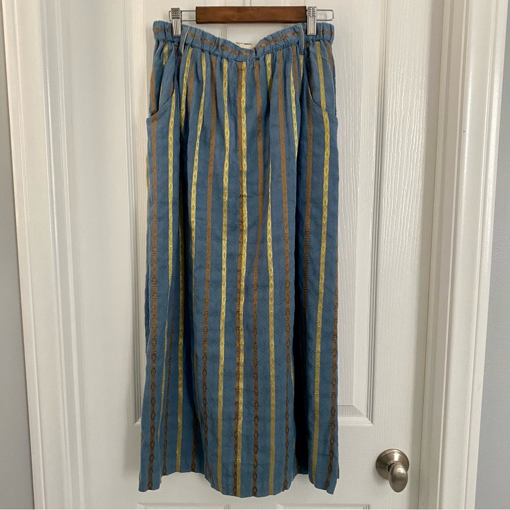 Ace & Jig Blue and Gold Striped Midi Skirt